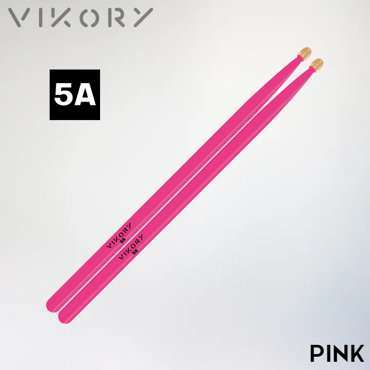 Paire de baguettes de batterie Pink 5A (roses) - Vue diagonale