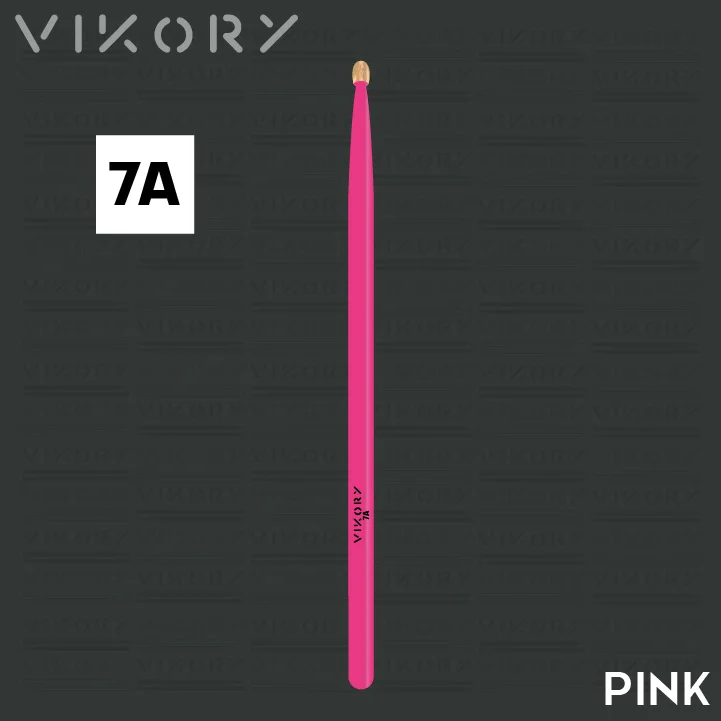 Baguette de batterie Pink 7A (rose) - sur fond noir