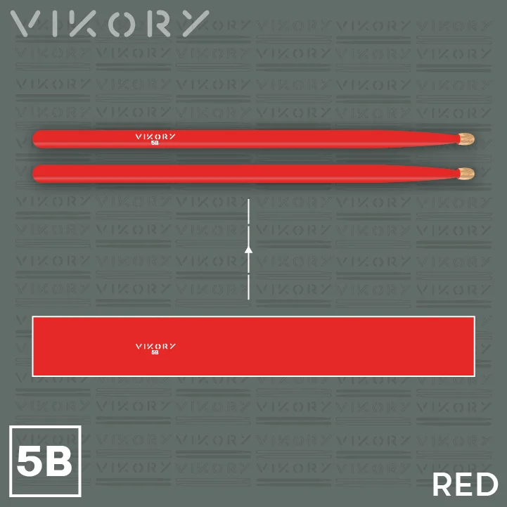Design de la paire de baguettes de batterie Red 5B (rouges)