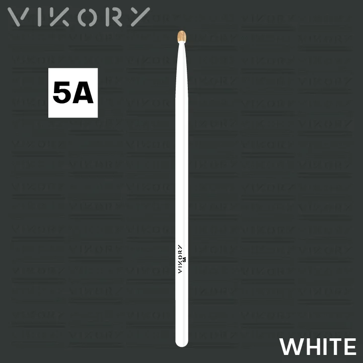 Baguette de batterie White 5A (blanches) - sur fond noir