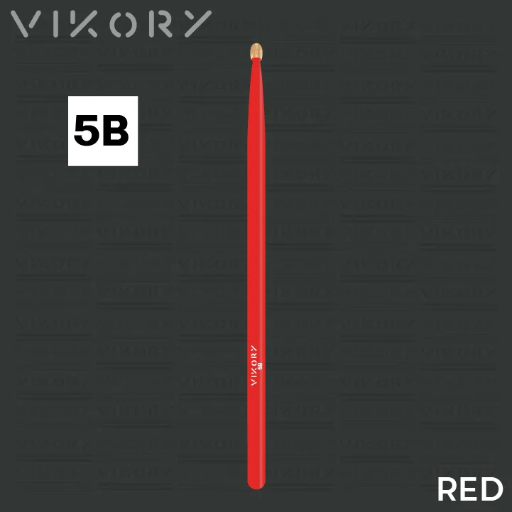 Baguette de batterie Rouge 5B (rouges) - sur fond noir
