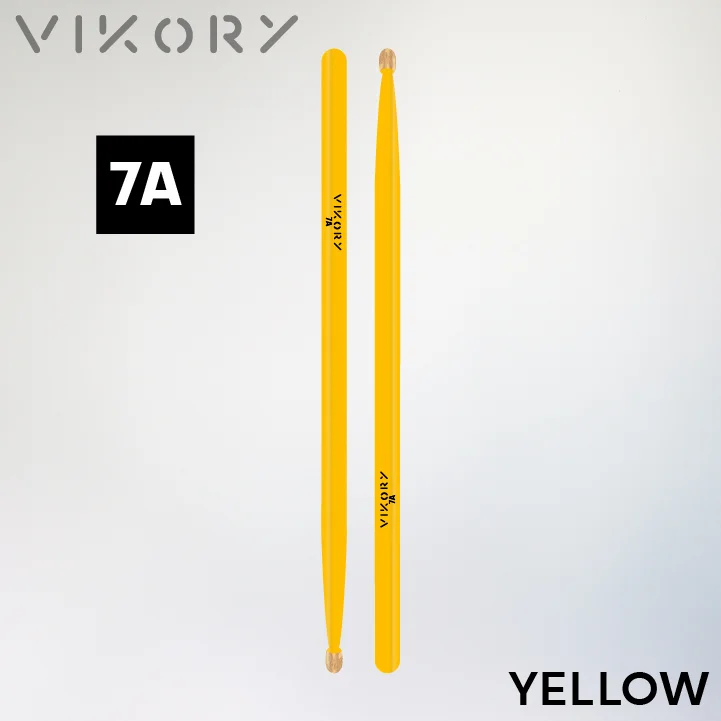 Paire de baguettes de batterie Yellow 7A (jaunes) - Vue haut bas