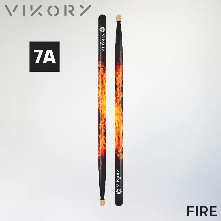 Paire de baguettes de batterie Fire 7A - Vue haut bas