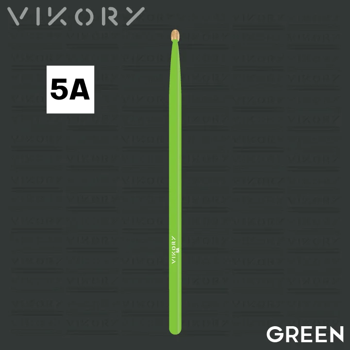 Baguette de batterie Green 5 A (vertes) - sur fond noir
