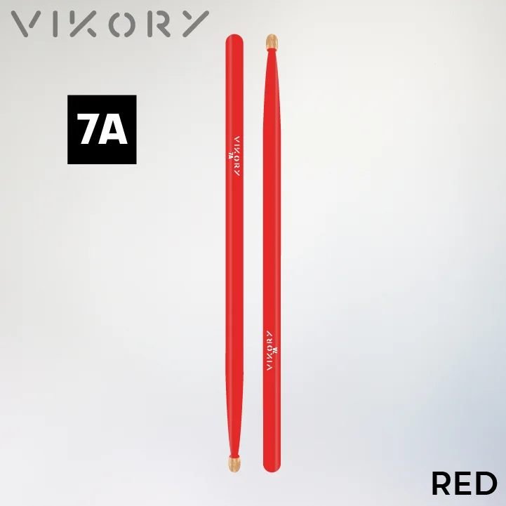 Paire de baguettes de batterie Red 7A (rouges) - Vue haut bas