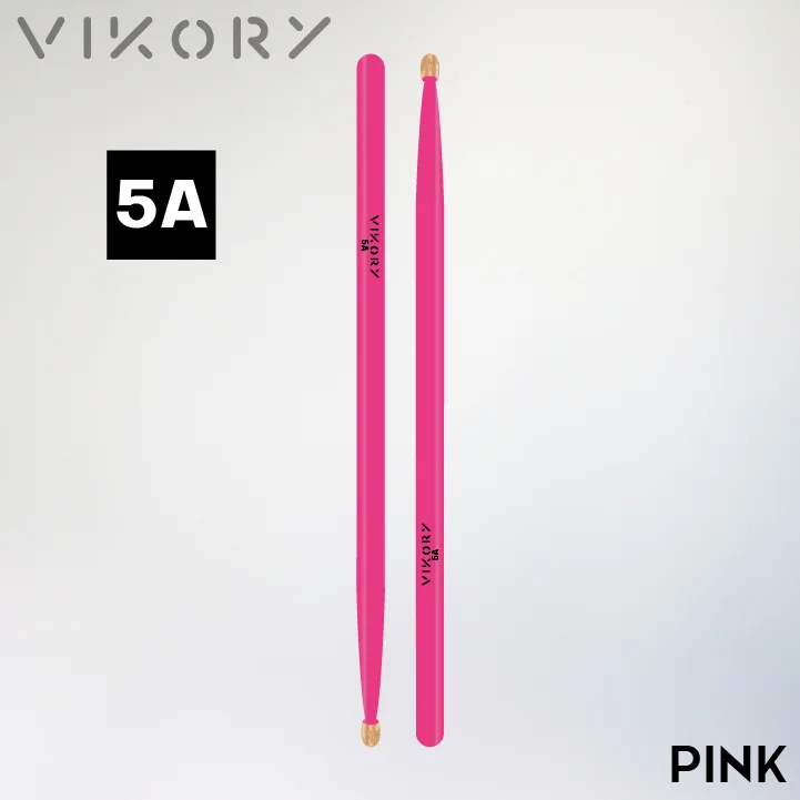 Paire de baguettes de batterie Pink 5A (roses) - Vue haut bas