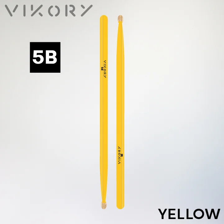 Paire de baguettes de batterie Yellow 5B (jaunes) - Vue haut bas