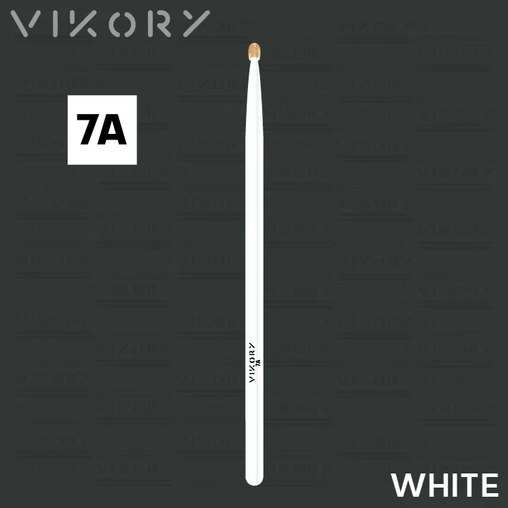 Baguette de batterie White 7A (blanches) - sur fond noir