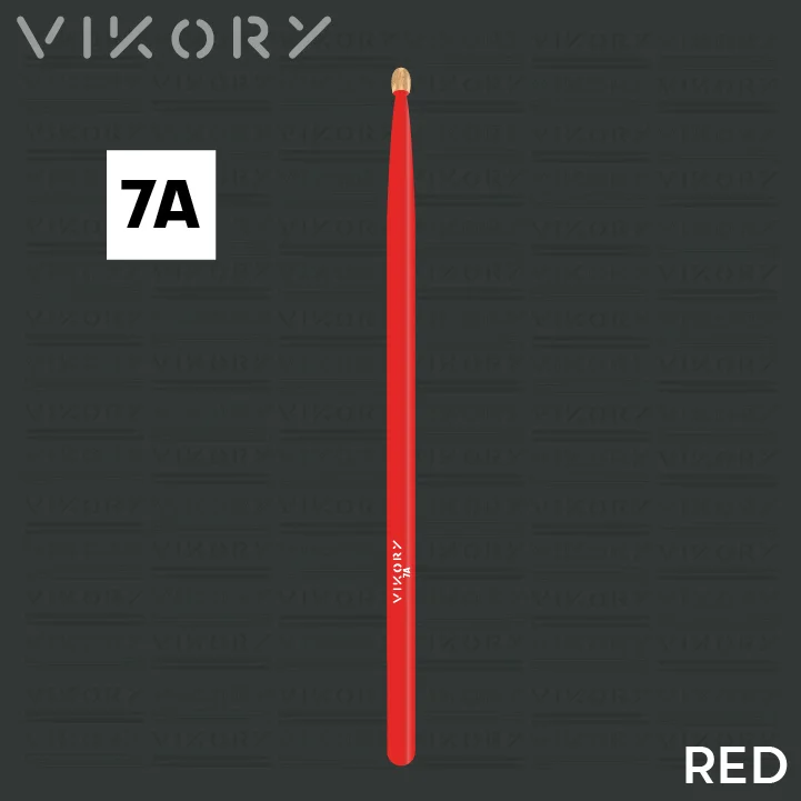 Baguette de batterie Rouge 7A (rouges) - sur fond noir
